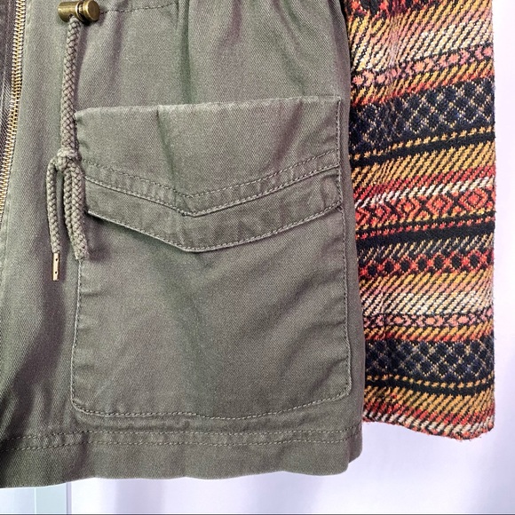 Cotton Cargo Jacket with Wool Blend Blanket Sleeves, Adjustable Waist, Mossimo - Picture 10 of 14